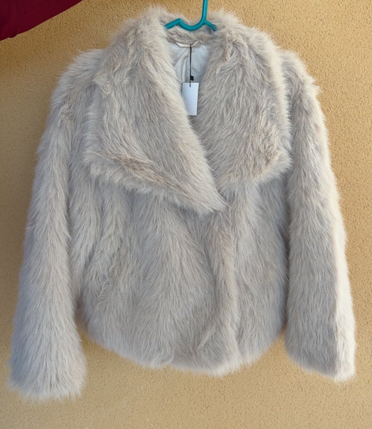 Veste a fourrure Beige avec poches