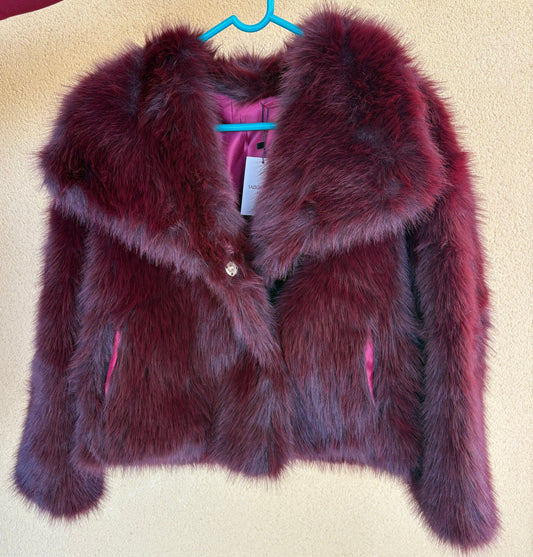 Veste a fourrure Bordeaux avec poches